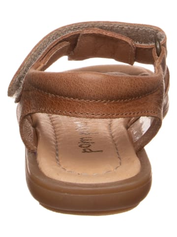 POM POM Leder-Sandalen in Hellbraun