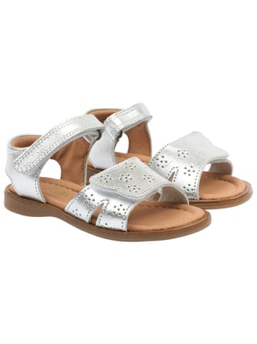 POM POM Leren sandalen zilverkleurig