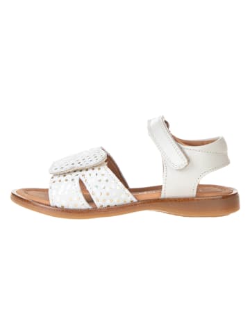 POM POM Leder-Sandalen in Weiß