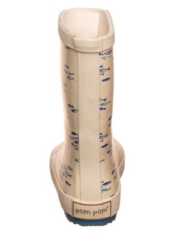 POM POM Rubberlaarzen "AOP" blauw/beige
