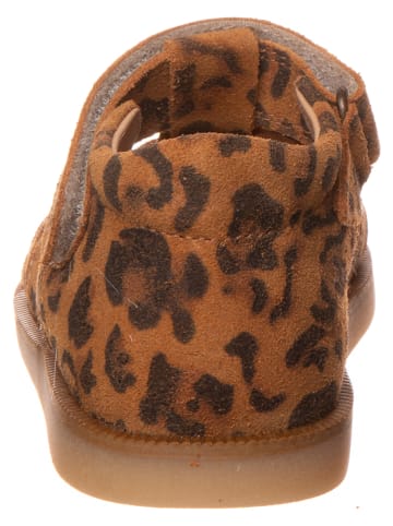 POM POM Leder-Halbsandalen in Hellbraun/ Braun