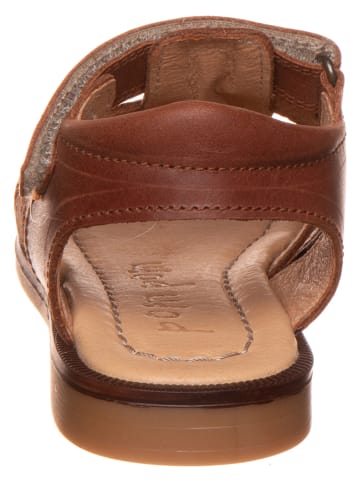 POM POM Leder-Sandalen in Hellbraun