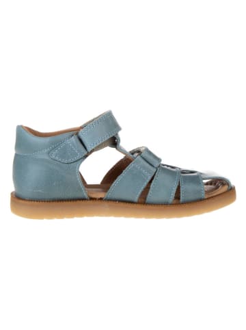 POM POM Leder-Halbsandalen in Blau
