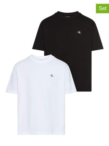 Calvin Klein 2er-Set: Shirts in Weiß/ Schwarz