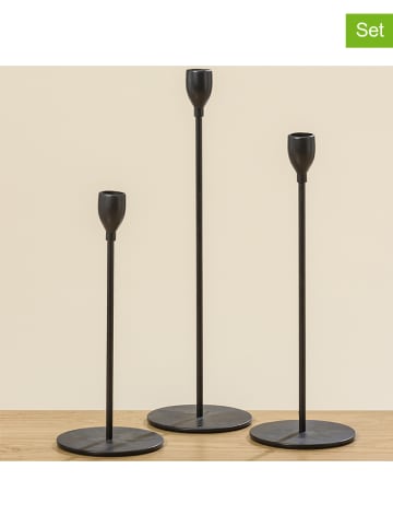 Boltze Świeczniki (3 szt.) "Malte" w kolorze czarnym