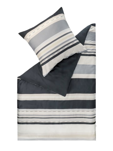 ESPRIT Satijnen beddengoedset ''Logo Stripe'' grijs/beige