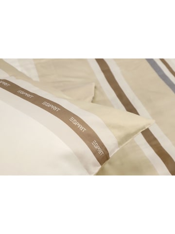 ESPRIT Komplet pościeli satynowej "Logo Stripe" w kolorze beżowym