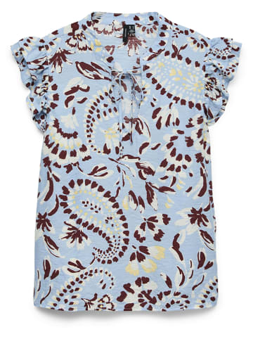 Vero Moda Blousetop lichtblauw/bruin
