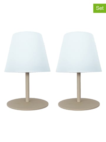 lumisky 2er-Set: LED-Tischleuchten "Twins" in Weiß/ Beige - Ø 11 x (H)16 cm