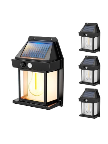 lumisky 4er-Set: LED-Solarleuchten in Schwarz - (B)12 x (H)17,3 cm