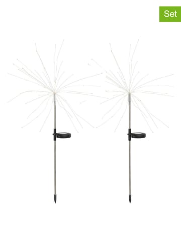 lumisky 2er-Set: LED-Solar-Gartenstecker "Fireworks" in Weiß - (H)97 cm