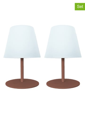 lumisky Lampy stołowe LED (2 szt.) w kolorze biało-brązowym - Ø 11 x wys. 16 cm