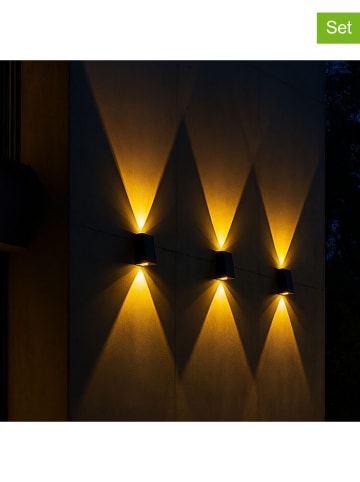 lumisky 2er-Set: LED-Solar-Außenleuchte ''Brio'' in Schwarz - (B)7,5 x (H)11,5 x (T)8 cm