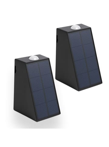 lumisky 2er-Set: LED-Solar-Außenleuchte ''Brio'' in Schwarz - (B)7,5 x (H)11,5 x (T)8 cm