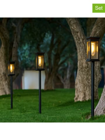 lumisky 4-delige set: ledsolartuinstekers ''Luzy'' zwart - (B)7 x (H)60 x (D)7 cm