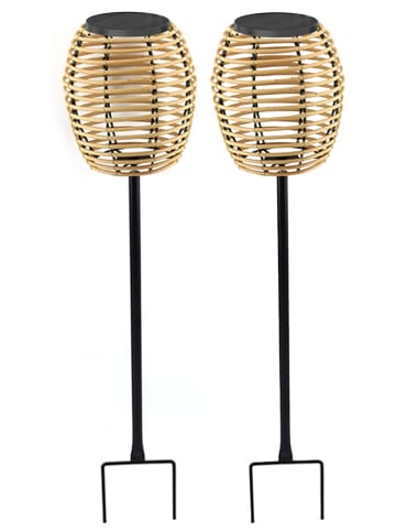 lumisky Lampy solarne LED (2 szt.) w kolorze beżowo-czarnym - wys. 71 x Ø 16,5 cm