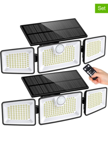 lumisky 2er-Set: LED-Solarleuchten in Schwarz - (B)35 x (H)11,8 cm