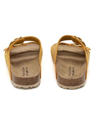 JOLANA & FENENA Leren slippers geel