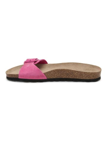 JOLANA & FENENA Leren slippers roze