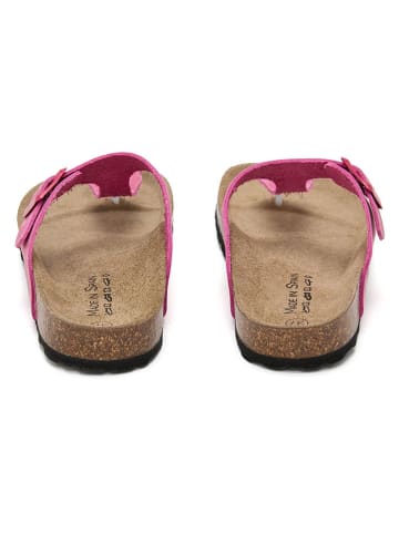 JOLANA & FENENA Leren teenslippers roze