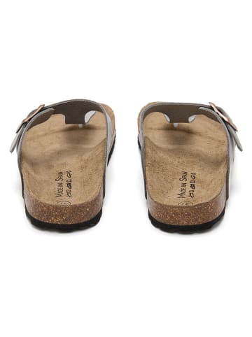 JOLANA & FENENA Leder-Zehentrenner in Grau