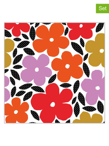ppd 2er-Set: Servietten "Namaki" in Rot/ Orange/ Lila - 2x 20 Stück