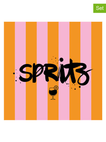 ppd 2er-Set: Servietten ''Formart Spritz'' in Orange/ Rosa - 2x 20 Stück