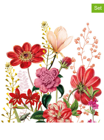 ppd 2er-Set: Servietten "Floria" in Rot/ Rosa/ Grün - 2x 20 Stück
