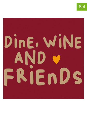 ppd Serwetki (40 szt.) "Wine, Dine, Friends" w kolorze czerwono-beżowym