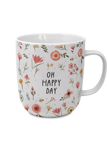 ppd Kubek jumbo "Oh Happy Day" w kolorze biało-jasnoróżowym - 400 ml