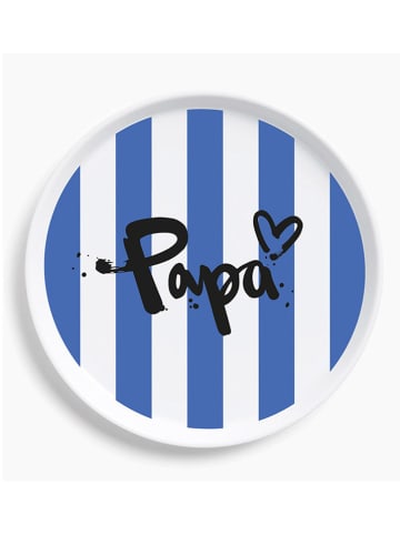 ppd Dessertteller "Formart Papa" in Weiß/ Blau - Ø 21 cm