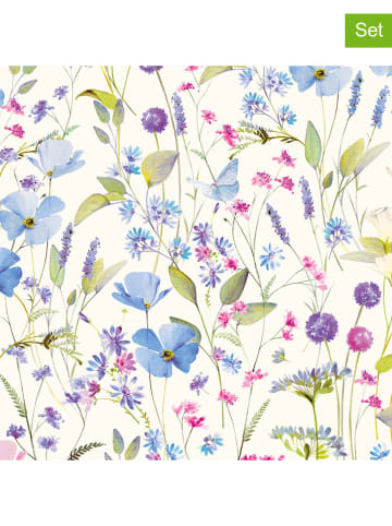 ppd 2er-Set: Servietten "Fiori" in Blau/ Grün - 2x 20 Stück