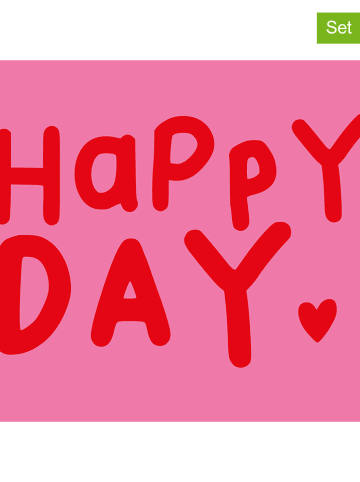 ppd 2er-Set: Servietten "Happy Heart" in Rosa/ Rot - 2x 20 Stück