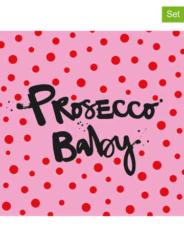 ppd 2er-Set: Servietten ''Prosecco Baby" in Rosa/ Rot - 2x 20 Stück