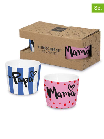 ppd 2er-Set: Eierbecher "Formart Mama+Papa" in Blau/ Rosa - Ø 5,2 cm