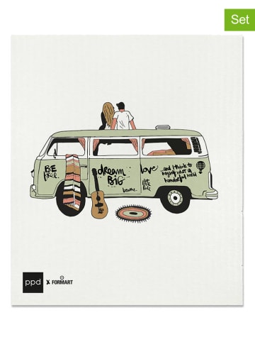 ppd Ściereczki gąbkowe (2 szt.) w kolorze biało-zielonym - 20 x 17 cm