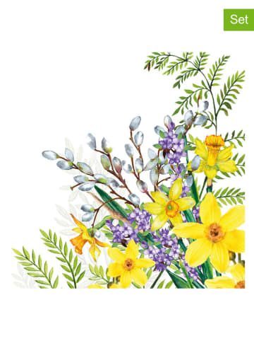 ppd 2er-Set: Servietten ''Springtime'' in Weiß/ Bunt - 2x 20 Stück