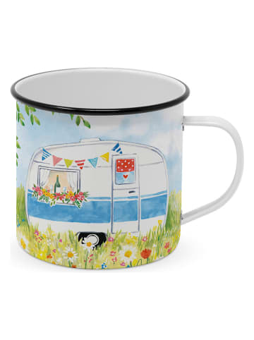 ppd Jumbotasse "Happy Camping" in Hellblau - 400 ml