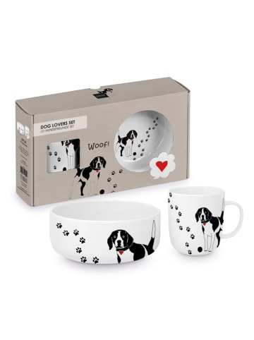 ppd 2tlg. Hundefreunde-Set ''Atelier Chiens'' in Weiß/ Schwarz