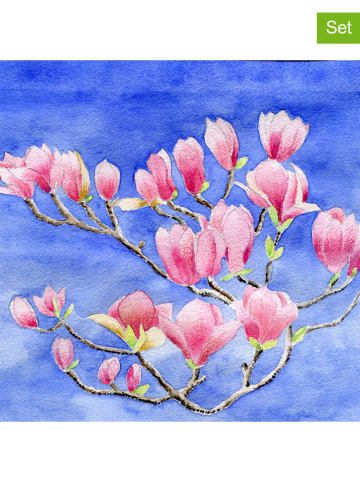 ppd Serwetki (40 szt.) "Magnolia" w kolorze niebiesko-jasnoróżowym