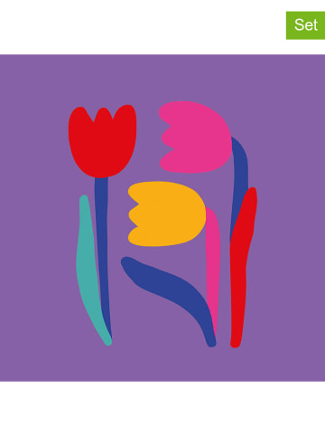 ppd 2er-Set: Servietten "Tulipes" in Lila/ Bunt - 2x 20 Stück