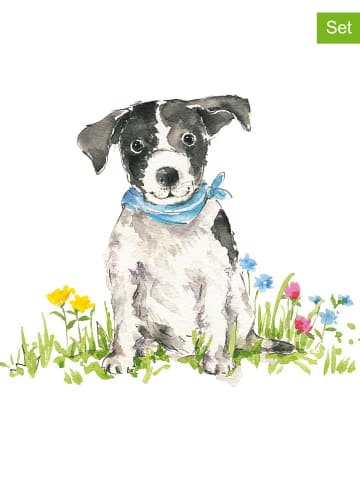 ppd Serwetki (40 szt.) "Bobby" w kolorze białym ze wzorem