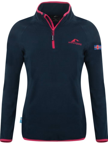Westfjord Fleecepullover "Hekla" in Dunkelblau/ Pink