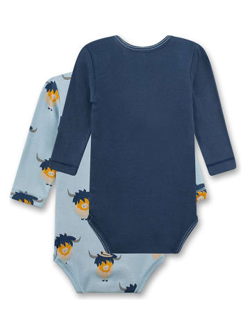 Sanetta 2-delige set: rompers lichtblauw/donkerblauw