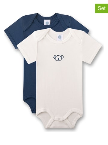 Sanetta 2-delige set: rompers wit/donkerblauw