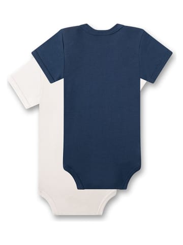 Sanetta 2-delige set: rompers wit/donkerblauw