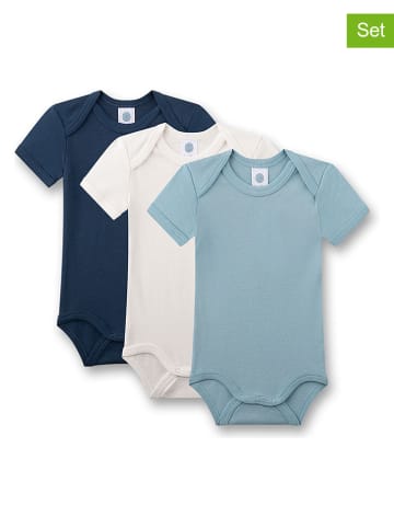 Sanetta 3er-Set: Bodys in Dunkelblau/ Hellblau/ Creme