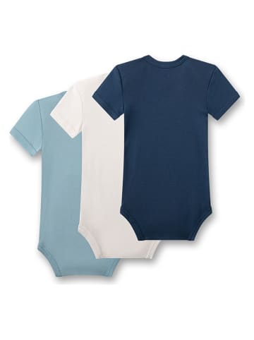 Sanetta 3er-Set: Bodys in Dunkelblau/ Hellblau/ Creme