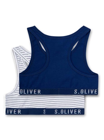 Sanetta 2-delige set: bustiers donkerblauw/wit