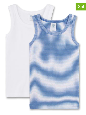 Sanetta 2-delige set: onderhemden wit/blauw
